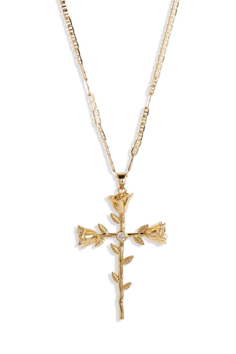 Rosa Sacra Pendant Necklace, Main, color, GOLD