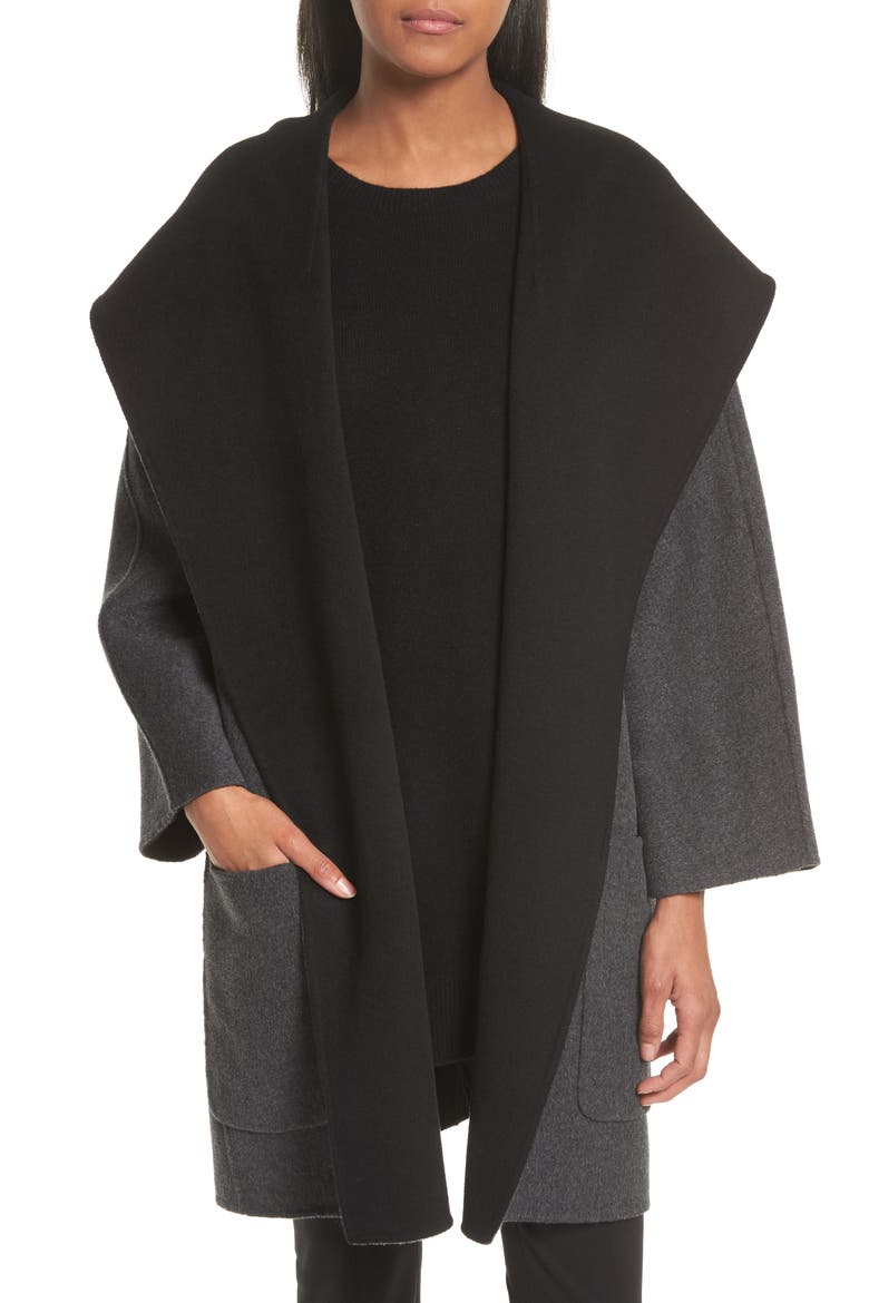 Double Face Wool & Cashmere Coat, Main, color, CHARCOAL/ BLACK