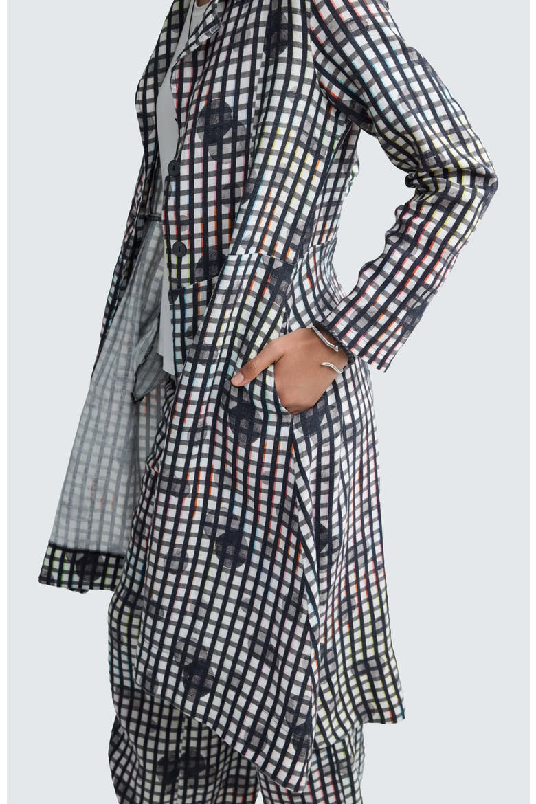 Ismera Neon Print Linen Long Jacket, Alternate, color, Neon Black