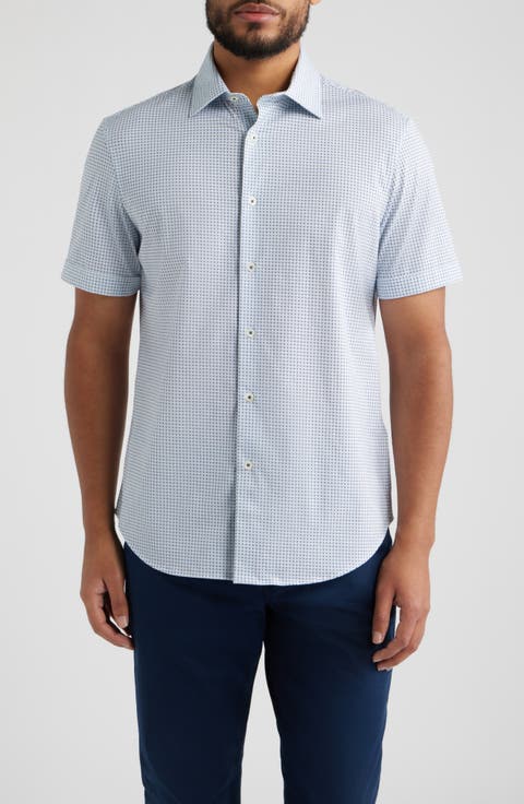 Miles OoohCotton® Neat Dot Print Short Sleeve Button-Up Shirt