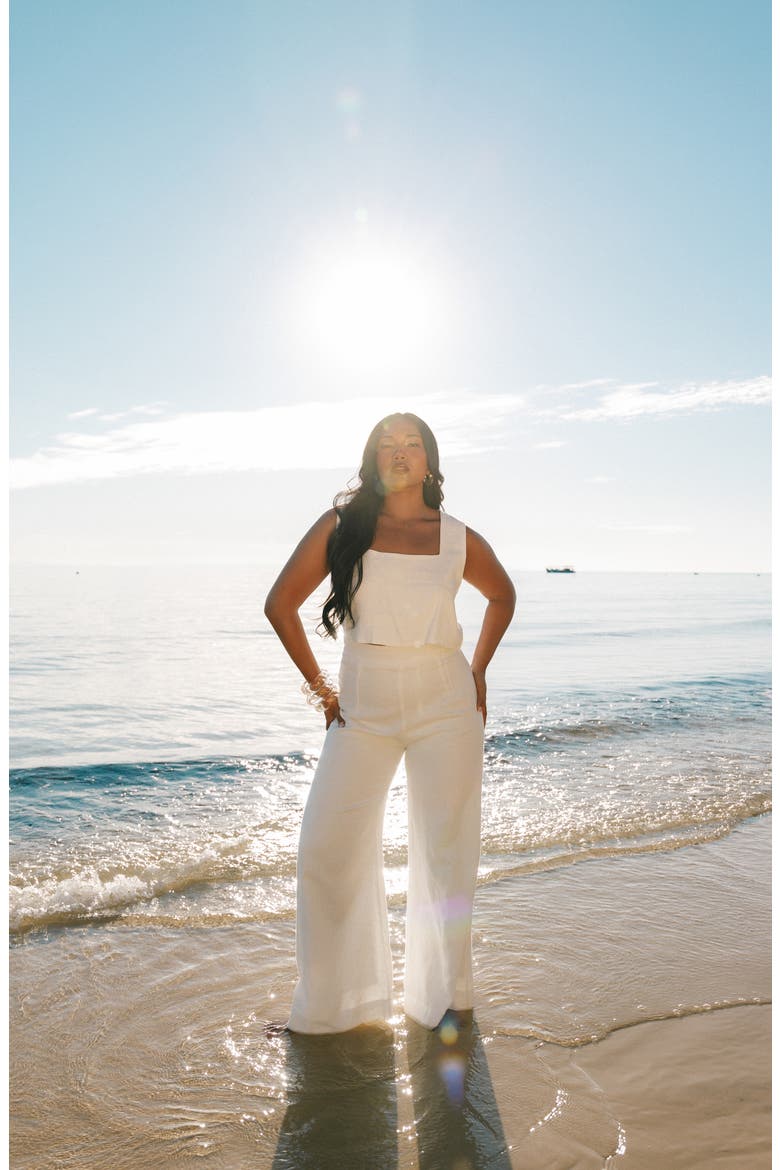 Devlin Linen Wide Leg Pants, Alternate, color, CLOUD WHITE