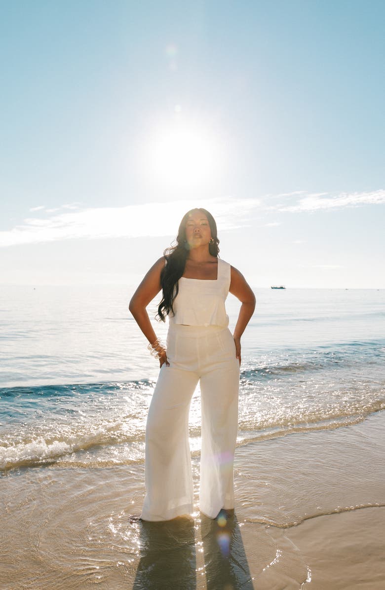 Petal & Pup Devlin Linen Wide Leg Pants, Alternate, color, Cloud White