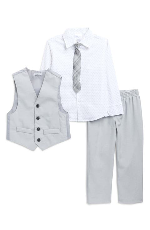 Kids' Scribble Circle Print Vest, Dress Shirt, Pants & Tie Set (Toddler & Little Kid)