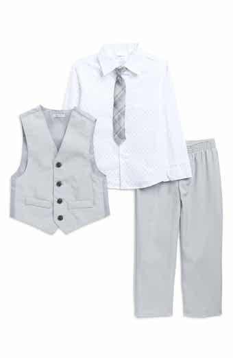 Calvin Klein Kids' Scribble Vest, Dress Shirt, Pants & Tie Set