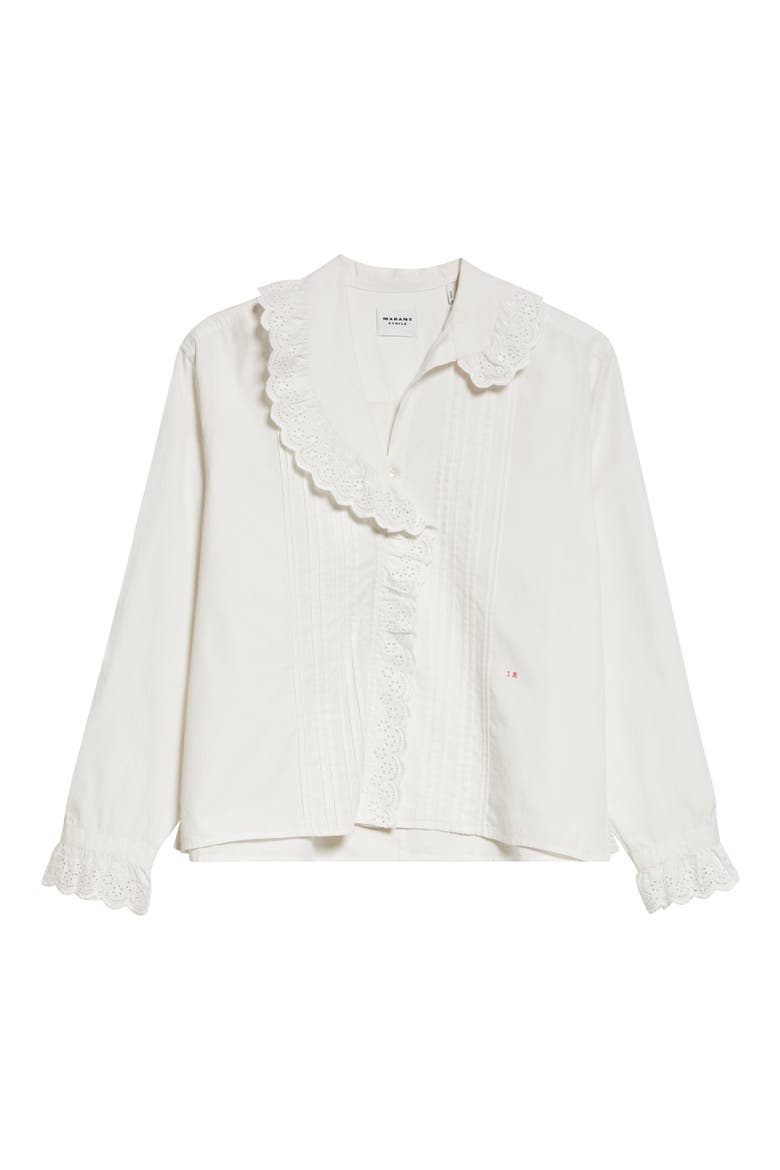 Nomia Eyelet Trim Cotton Shirt, Alternate, color, WHITE