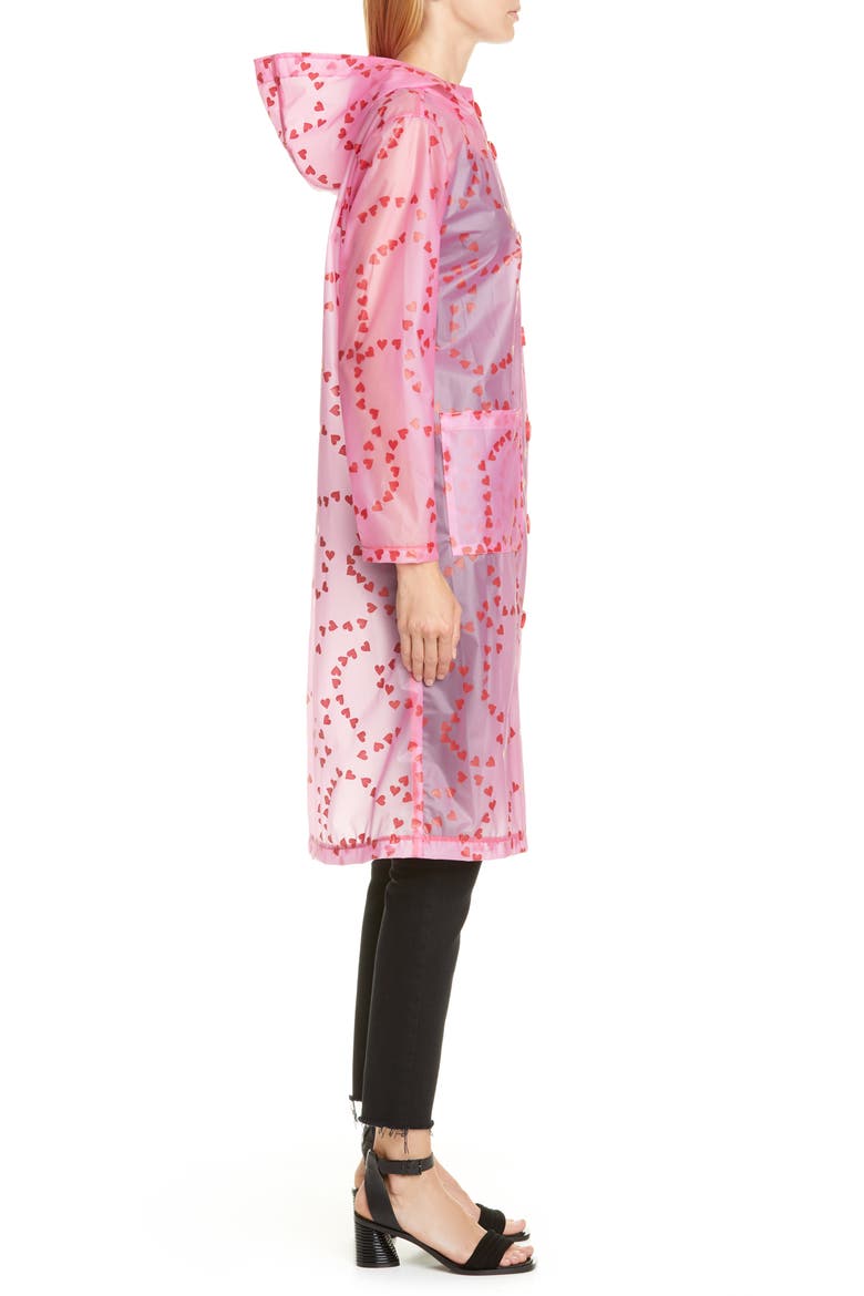 Jack Heart Print Translucent Raincoat, Alternate, color, HOT PINK STRING OF HEARTS