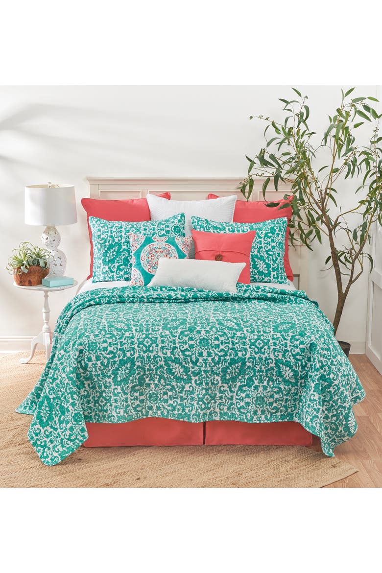 Madison Aqua Cotton Cotton Quilt Set - Reversible and Machine Washable, Alternate, color, Blue