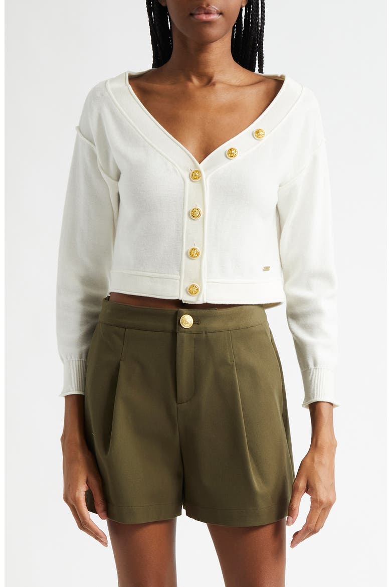 Nopal Off the Shoulder Crop Cardigan, Main, color, IVORY/ GOLD