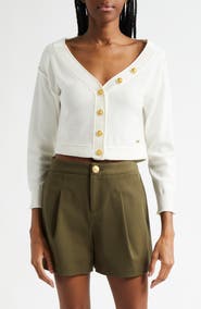 L'AGENCE Nopal Off the Shoulder Crop Cardigan