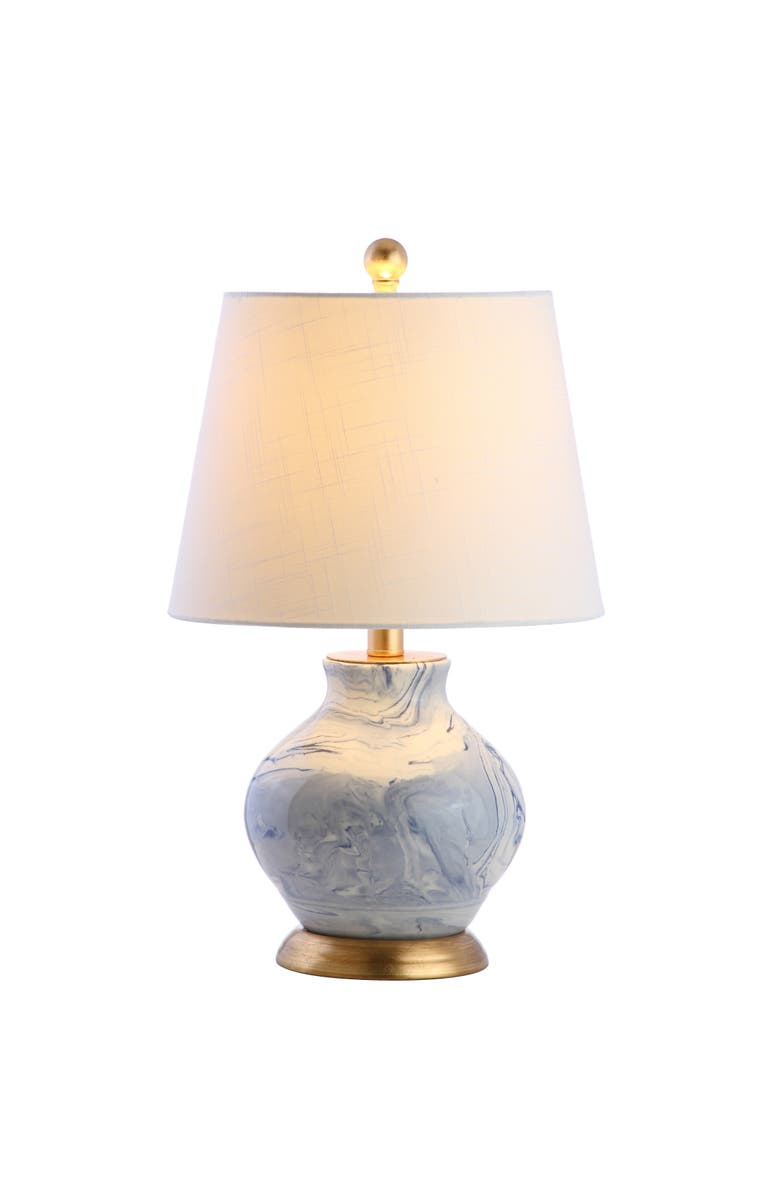 JONATHAN Y Holly Marbleized Ceramic LED Table Lamp, Main, color, Blue/White