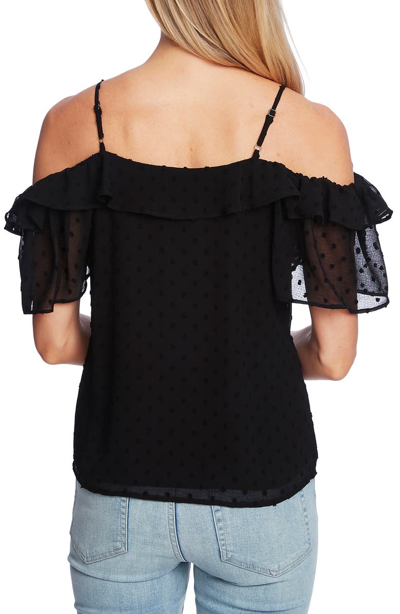 CeCe Cold Shoulder Clip Dot Blouse, Alternate, color,