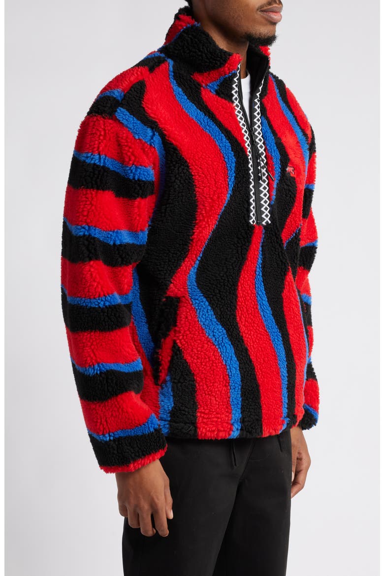 Swirl Stripe Fleece Half Zip Pullover, Alternate, color, TURKISH TEA