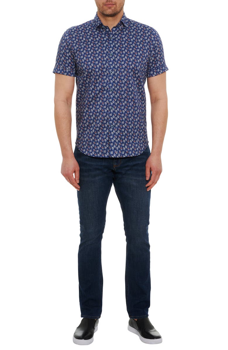 Robert Graham Floras Floral Print Short Sleeve Button-Up Shirt, Alternate, color,