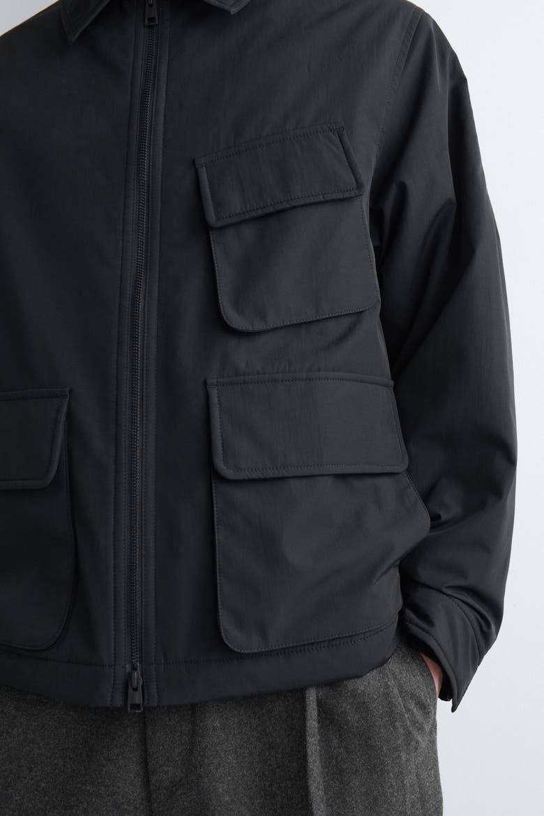 Padded Nylon Utility Jacket, Alternate, color, BLACK