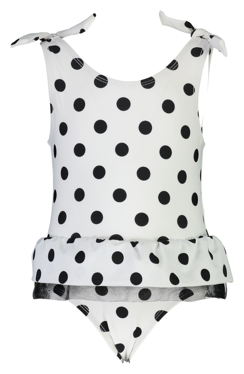 Snapper Rock Skirted Polka Dot One-Piece Swimsuit, Main, color, 