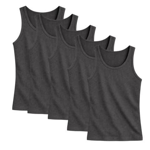 Mens 5 Pack Ribbed Tank Tops Classic Fit