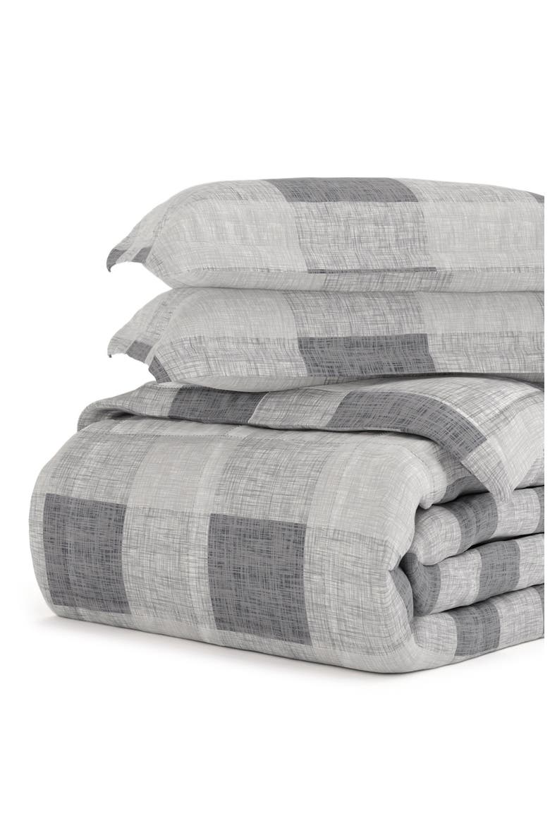 Gray Plaid Premium Microfiber Comforter Set, Alternate, color, GRAY