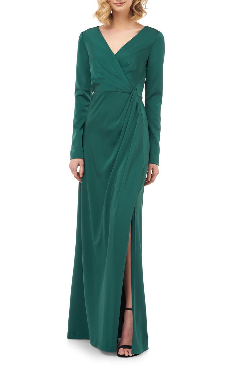 Kay Unger Adelina Long Sleeve Evening Gown, Main, color,