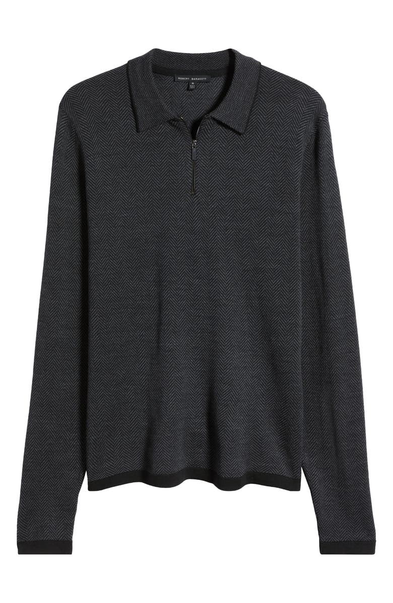 Robert Barakett Forthill Herringbone Half Zip Polo Sweater, Alternate, color, Charcoal
