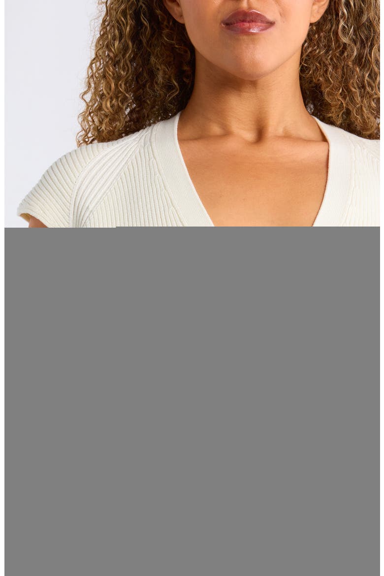 Cap Sleeve Peplum Cardigan, Alternate, color, IVORY TOFU