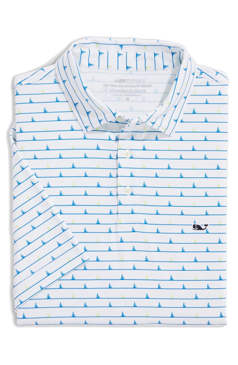vineyard vines Sankaty Performance Polo, Alternate, color, Boat Stripe All White Cap