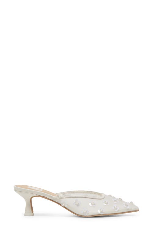 Dolce Vita Clara Pearl Pointed Toe Pump In White Mesh