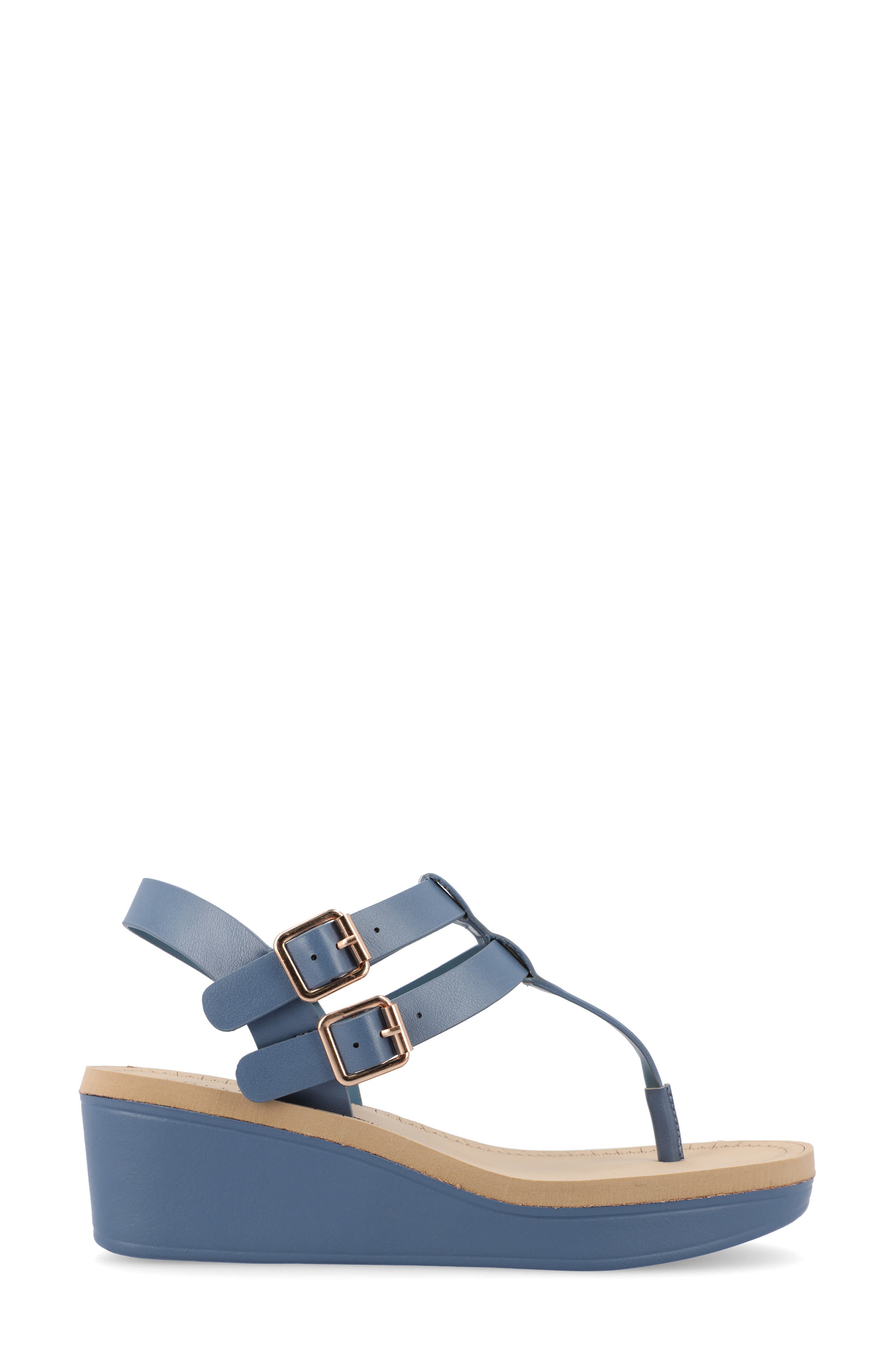 JOURNEE Bianca Wedge Sandal, Alternate, color, BLUE
