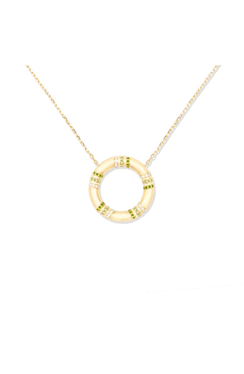 Campbell + Charlotte Crew Large Circle Pendant Necklace - Tsavorite & Diamond, Main, color, Diamond, Tsavorite- Gold