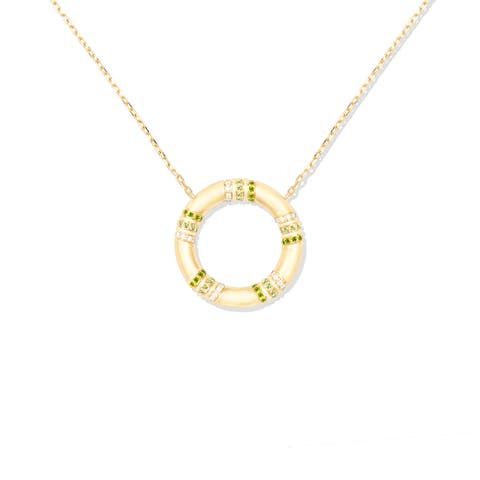 Crew Large Circle Pendant Necklace - Tsavorite & Diamond