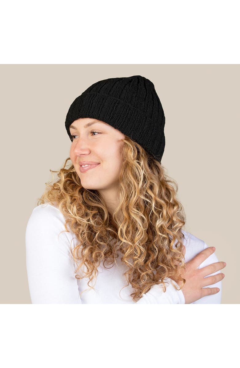 Feelgoodz Women's Artisan Hand-Knit Denali Ribbed Wool Beanie Hat, Alternate, color, Stone