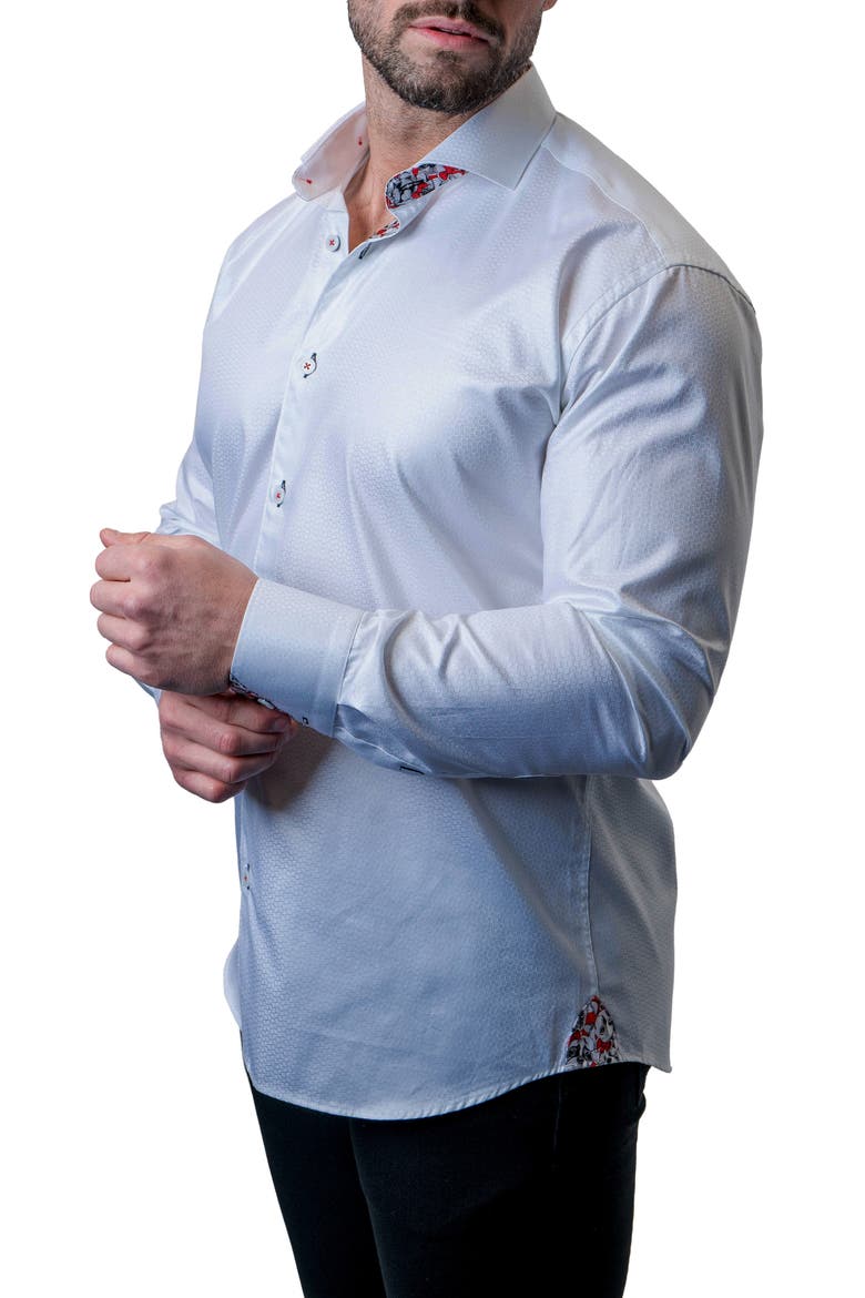Einstein Shimmer White Contemporary Fit Button-Up Shirt, Alternate, color, WHITE