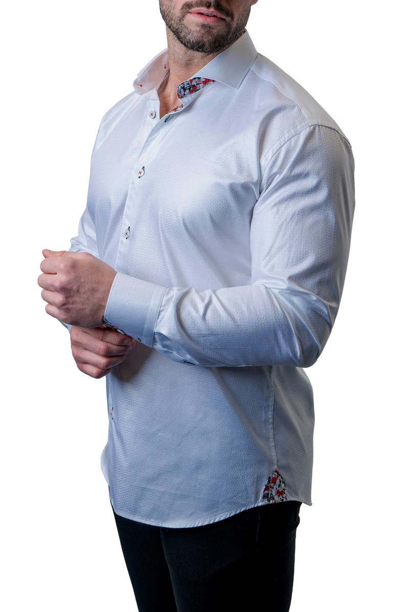 Maceoo Einstein Shimmer White Contemporary Fit Button-Up Shirt, Alternate, color, White