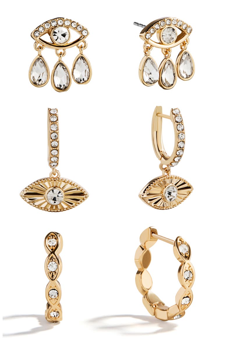Good Intentions Evil Eye Earrings, Main, color, CLEAR