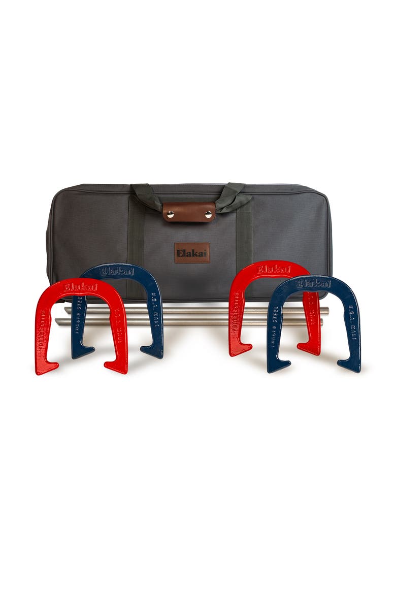 Forged Steel Outlander Horseshoe Set, Main, color, Blue Red