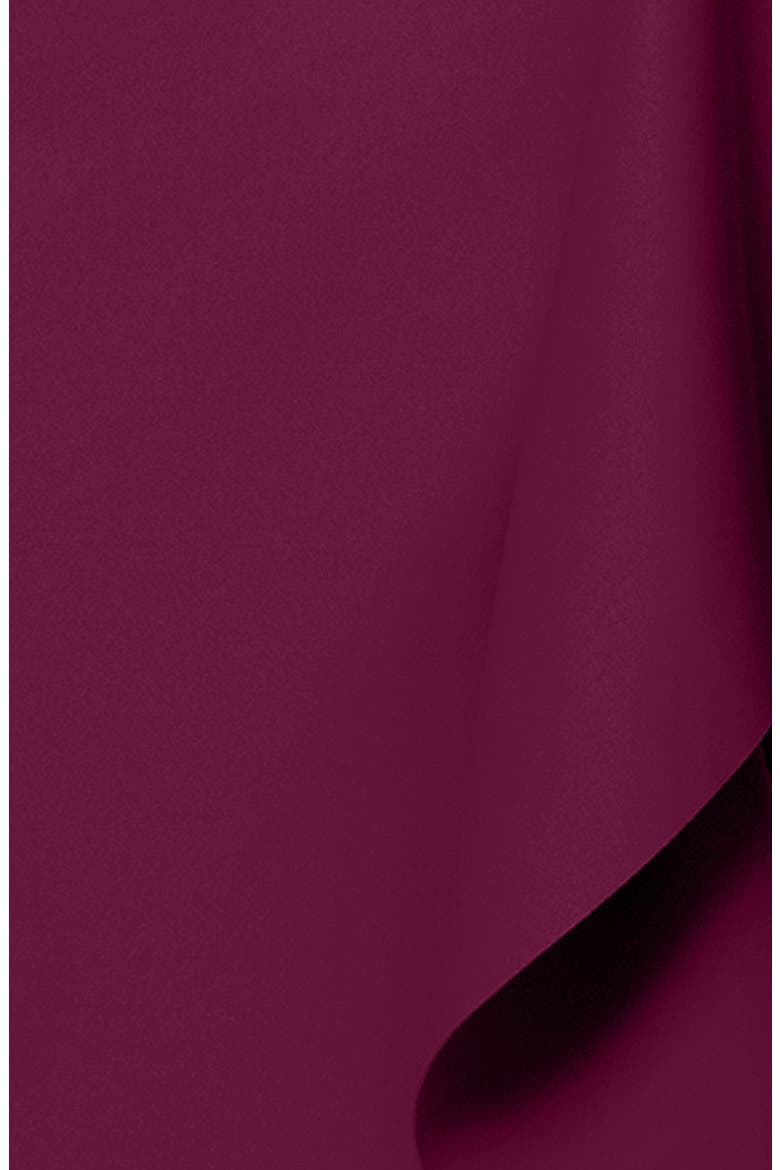 One-Shoulder Ruffle Scuba Crepe Gown, Alternate, color, RAISIN