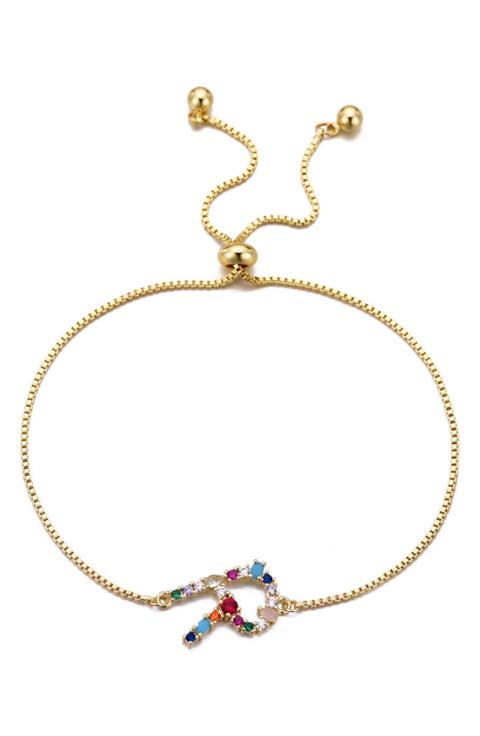 Mixed Crystal Initial Chain Bracelet