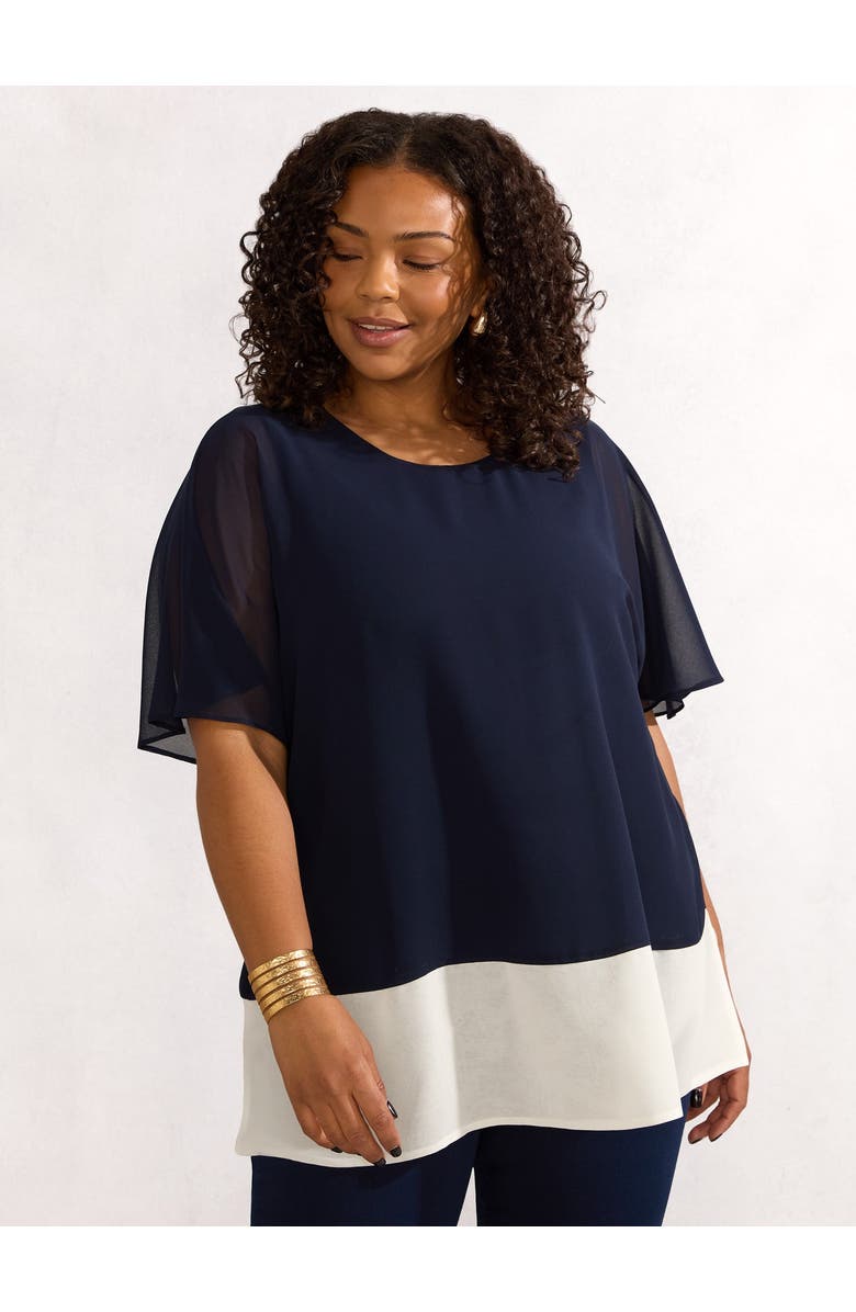 Live Unlimited Colour Block Overlay T-Shirt, Main, color, Navy