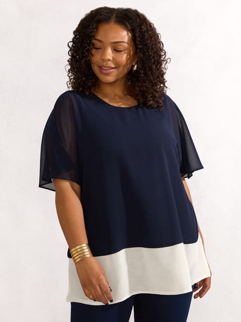 Colour Block Overlay T-Shirt