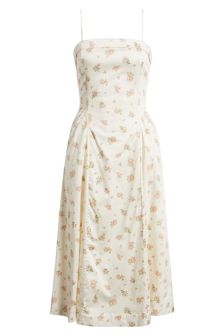 Ditsy Floral A-Line Midi Dress, Alternate, color, ECRU