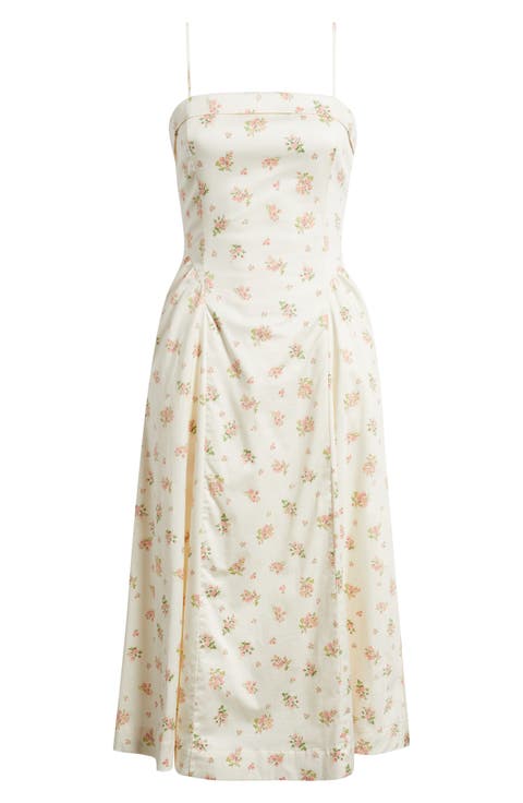 Ditsy Floral A-Line Midi Dress