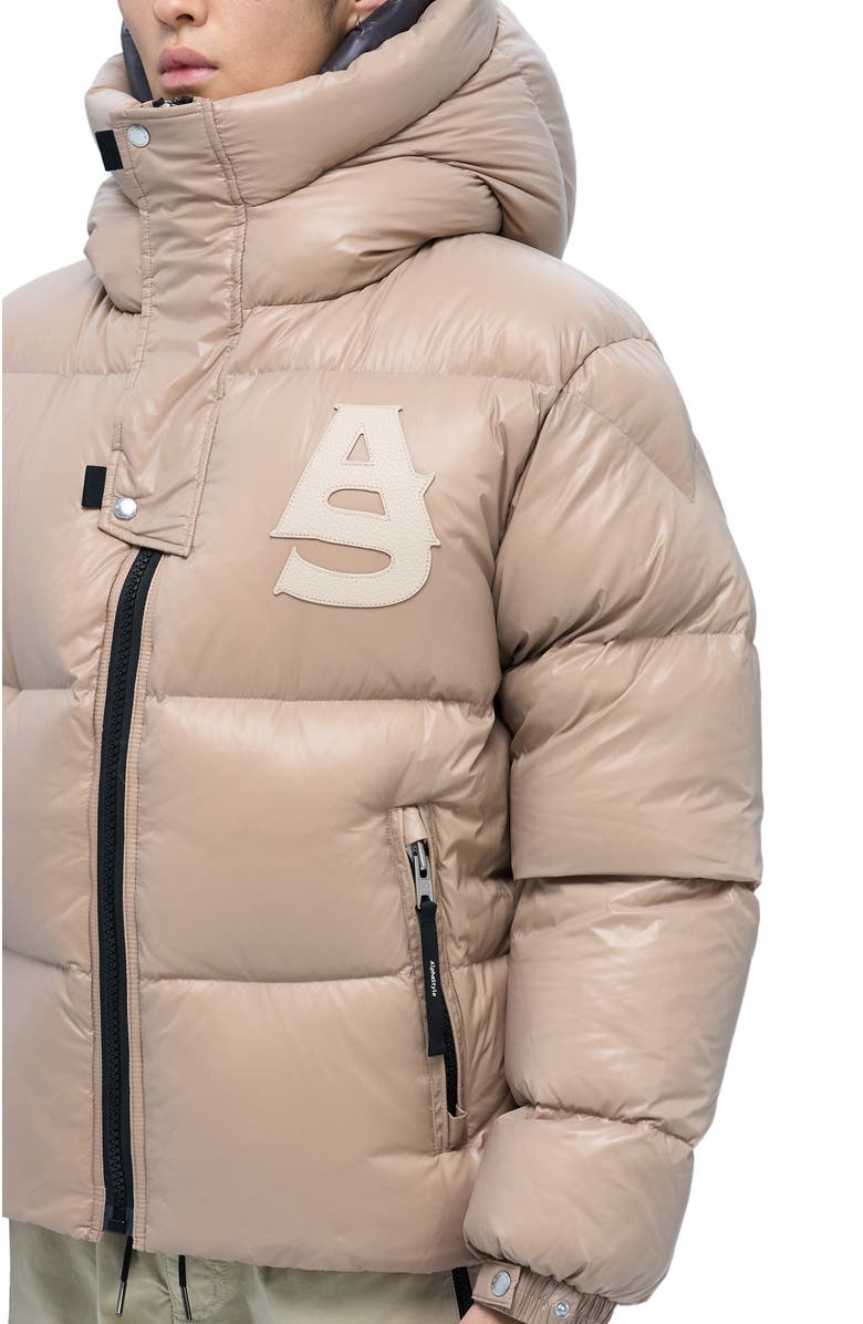 AlphaStyle Kudu Hooded Puffer Down Jacket, Alternate, color, Khaki