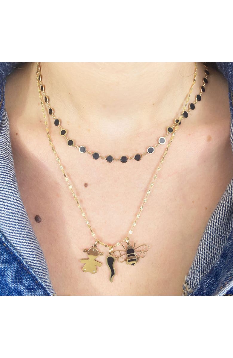 The Lovery Fine Jewelry Onyx Queen Bee Charm, Alternate, color, Onyx