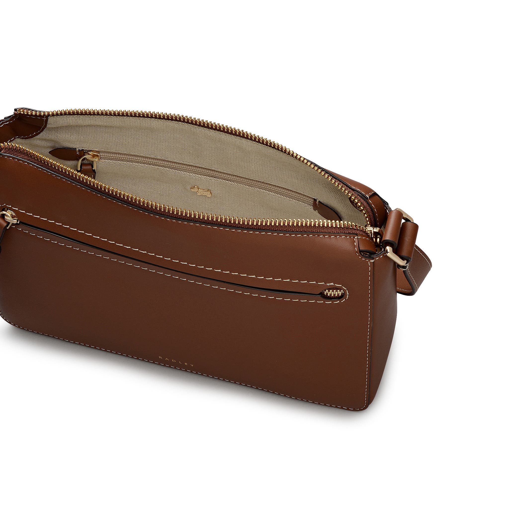 Radley Fountain Park Small Ziptop Crossbody Bag, Alternate, color, Cognac