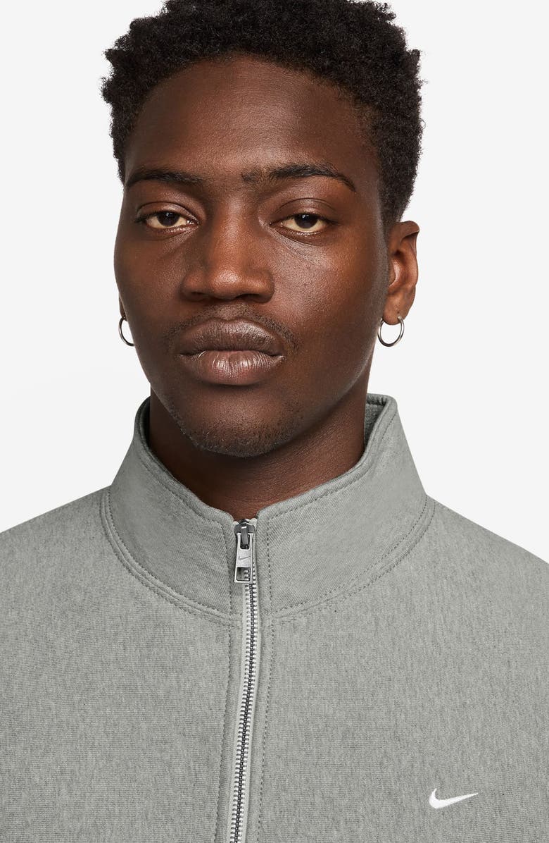 Nike Solo Swoosh Fleece Quarter Zip Pullover, Alternate, color, Dk Grey Heather/ White