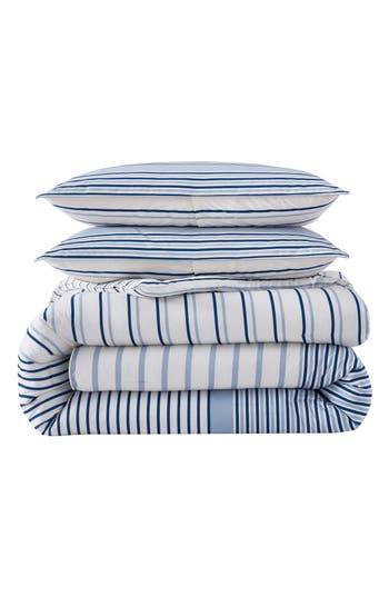 Eddie Bauer Cooper Stripe Cotton Duvet Cover Set In Blue