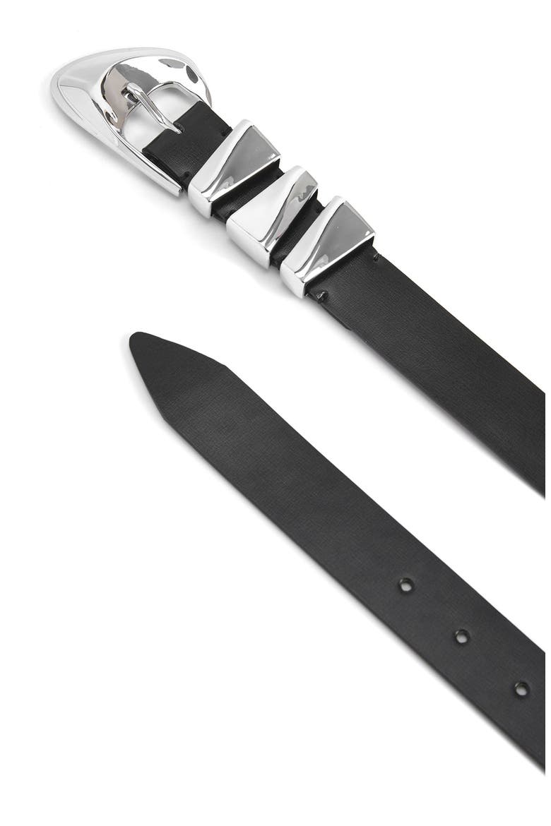 Modern Western Leather Belt, Alternate, color, BLACK