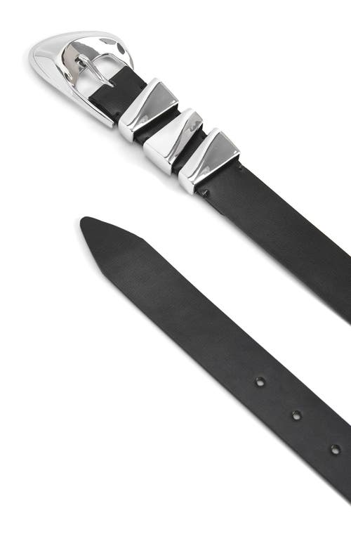 Ettika Modern Western Leather Belt In Black