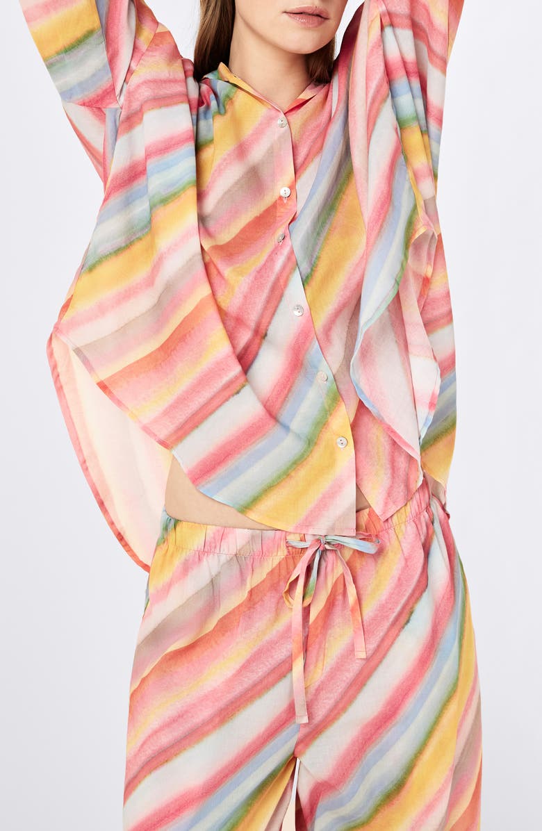 Papinelle Sophie Stripe Cotton Pajamas, Alternate, color, Sorbet Pink