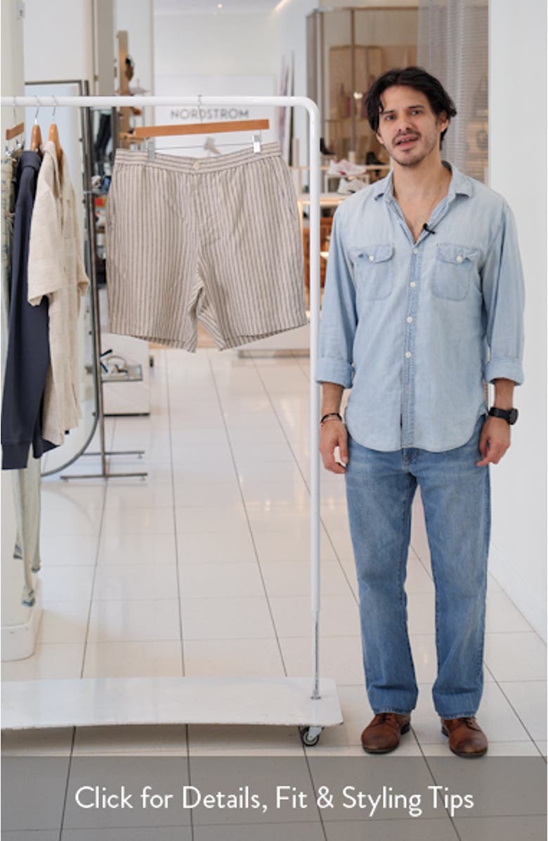 Ballstone Stripe Hemp Drawstring Shorts, sales video thumbnail