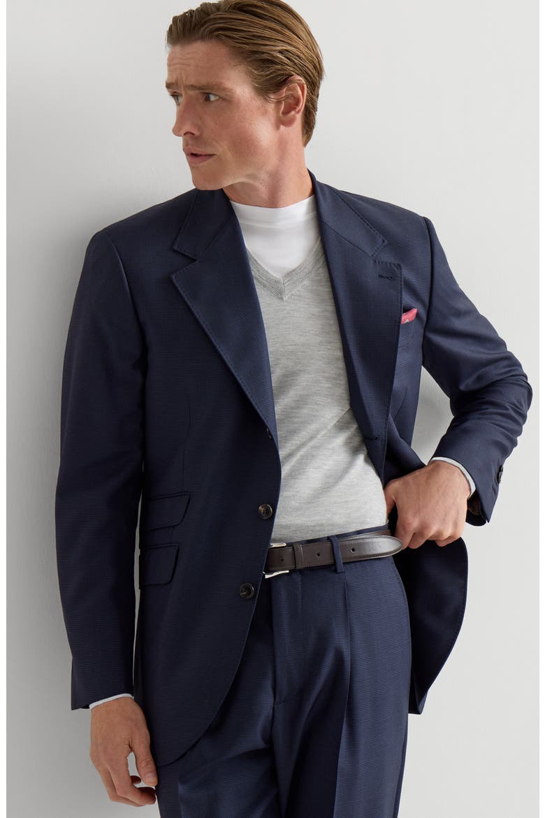 Virgin wool houndstooth Cavallo Tailor blazer, Alternate, color, Navy Blue